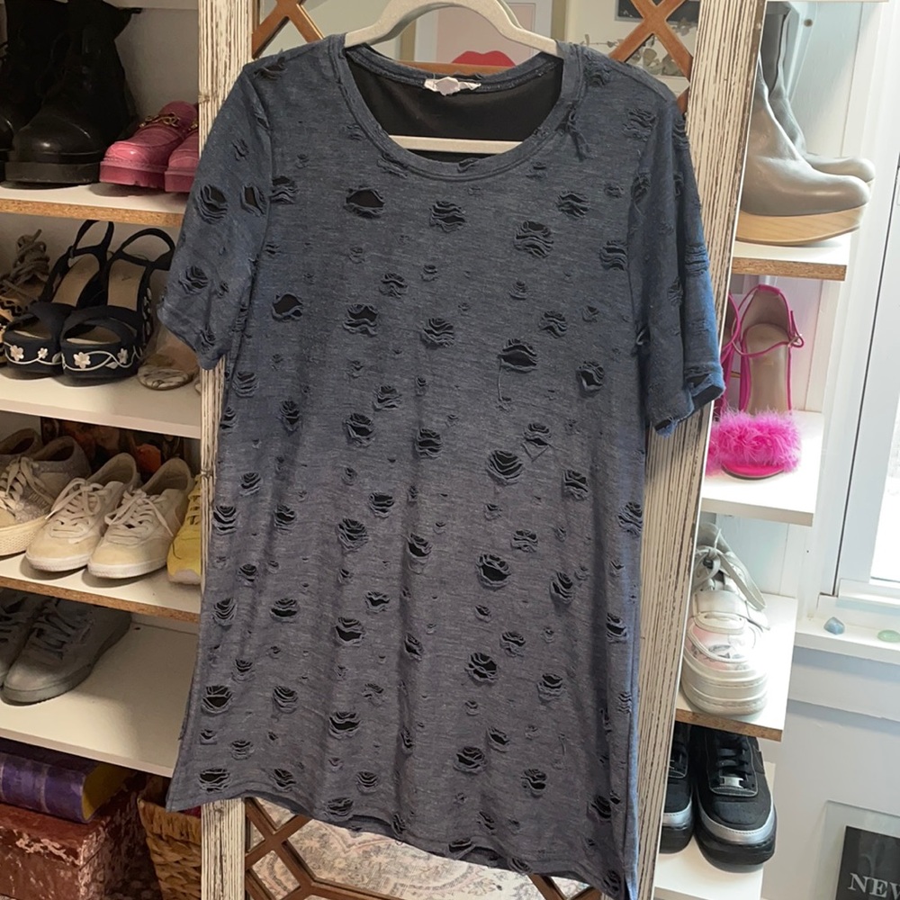 Love Riche distressed t-shirt dress.